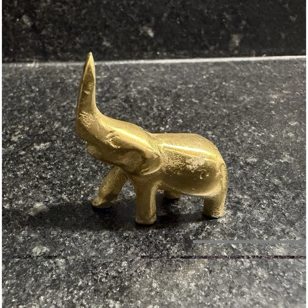 Vintage Mini Brass Elephant & Camel Figurines Pair Unmarked Brass 1
